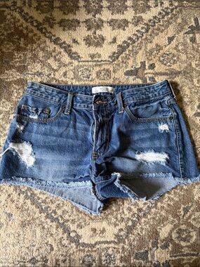 Abercrombie & Fitch Blue Distressed Denim Jean Shorts